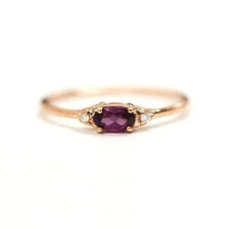 Rose Gold Rhodolite Garnet and Diamond Accent Ring